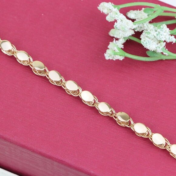 "Elegant Rose Gold Bracelet with Textured Round Charm Links, XPBL1102 - Picture 12 of 12